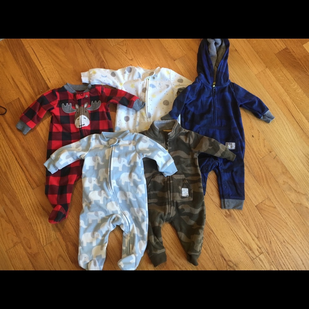 Lot of fleece one piece outfits